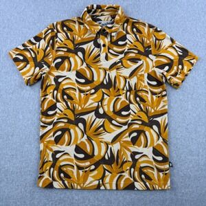 Howler Brothers Shirt Mens Medium Yellow Polo Monstera Leaf Terry Cloth Towel
